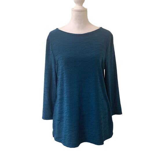Croft & Barrow Woman's Blue 3/4 Length Sleeve Pull Over Shirt, Size Medium - Picture 1 of 11